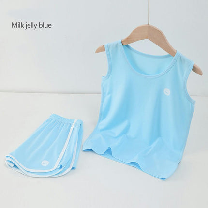 Children's Vest Suit Summer Thin Sports Suit Boys and Girls Sleeveless T-shirt Casual Shorts