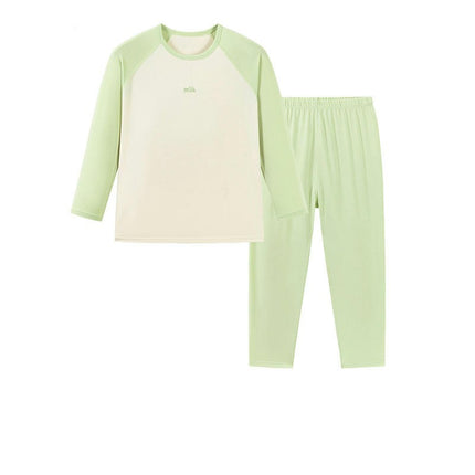 Girls and Women Pajama Set, 2 Piece Lyocell Pajamas Crew Neck Fall Kids Sleepwear