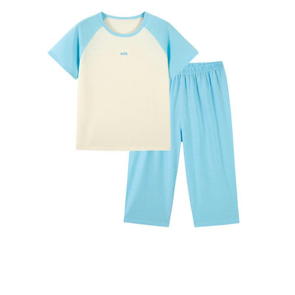Girls and Women Pajama Set, 2 Piece Lyocell Pajamas Crew Neck Fall Kids Sleepwear