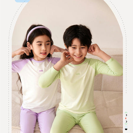 Girls and Women Pajama Set, 2 Piece Lyocell Pajamas Crew Neck Fall Kids Sleepwear