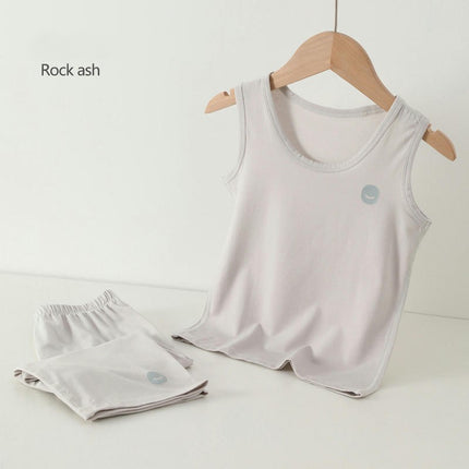 Summer Children's Vest Thin Sleeveless Top Set-Boys Capri Pants Casual Home Clothes