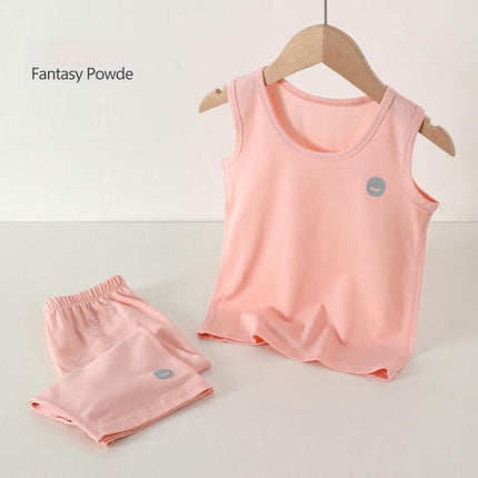 Summer Children's Vest Thin Sleeveless Top Set-Boys Capri Pants Casual Home Clothes