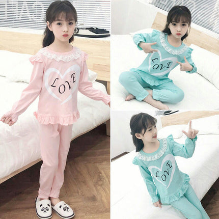 Girls Pajamas Princess Style Pure Cotton Long Sleeve Set Middle and Large Girls Autumn Home Clothes Set
