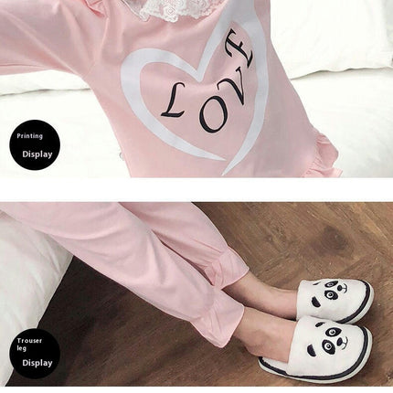 Girls Pajamas Princess Style Pure Cotton Long Sleeve Set Middle and Large Girls Autumn Home Clothes Set