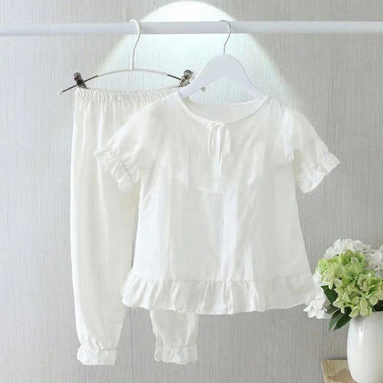 Children's Girls Pajamas Nightdress-Summer Thin Short Sleeve Cute Home Clothes Set