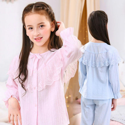 Kids and Toddler Girls Pajamas 2 Set 100% Cotton Long Sleeve Sleepwear Homewear Set