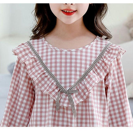 Girls Pajama Set Spring and Autumn Cute Pajamas 2-piece Set Long Sleeve Parent-child Wear Home Clothes
