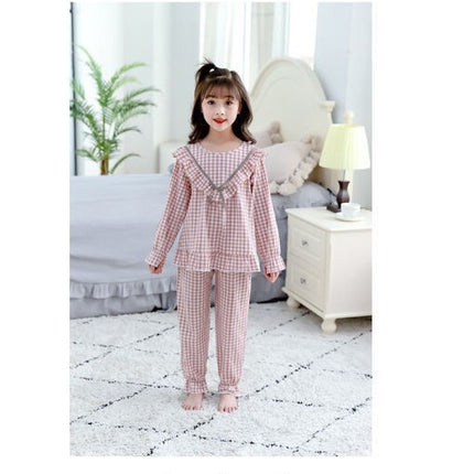 Girls Pajama Set Spring and Autumn Cute Pajamas 2-piece Set Long Sleeve Parent-child Wear Home Clothes