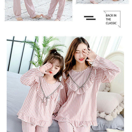 Girls Pajama Set Spring and Autumn Cute Pajamas 2-piece Set Long Sleeve Parent-child Wear Home Clothes