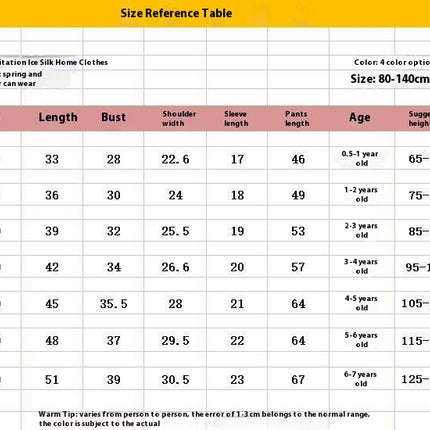 Girls Short Sleeve Pajamas 2-piece Set - Imitation Ice Silk Thin House Clothes for Small and Medium-sized Children