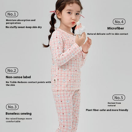 Cute Bunny Children's Pajamas 2-piece Set Class A Lycra Children's Home Clothes
