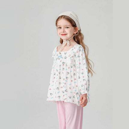 Children's Pajamas 2-piece Set - Long Sleeve Homewear Set - Cute Cartoon Bunny Pajamas