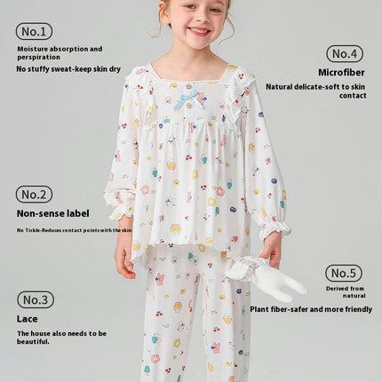 Children's Home Clothes - Long Sleeve Boneless Suit - Cute Cartoon Bunny Children's Pajamas