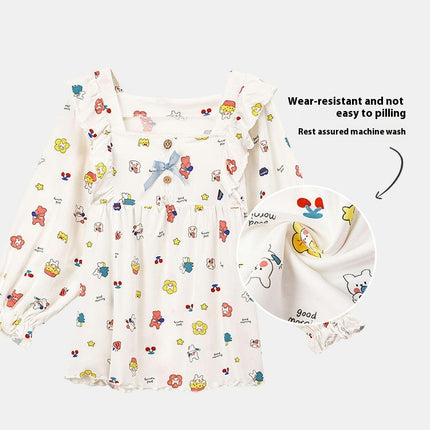 Children's Home Clothes - Long Sleeve Boneless Suit - Cute Cartoon Bunny Children's Pajamas