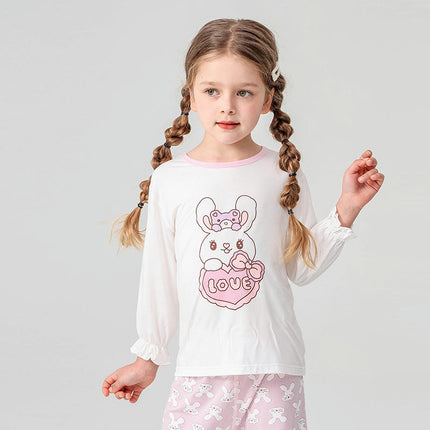 Children's Home Clothes Letter Plaid Air Conditioning Clothes 3/4 Sleeve Children's Pajamas Set 1