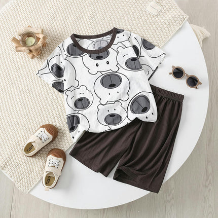 Family Pajamas 2-piece Set Children's Short-sleeved Set Summer Home Clothes Set