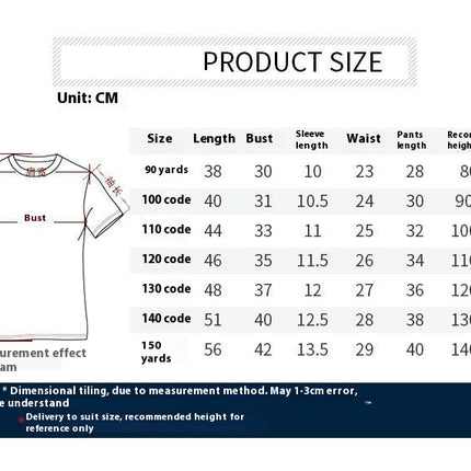 Boys and Girls Pajamas 2-piece Set Summer Pure Cotton Short-Sleeved Shorts Home Wear Set