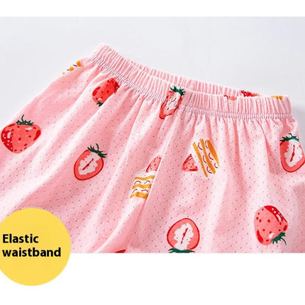 Boys and Girls Pajamas 2-piece Set Summer Pure Cotton Short-Sleeved Shorts Home Wear Set