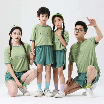 Family Wear Pajamas 2-piece Summer Boys and Girls Short-Sleeved Casual Suit Home Clothes