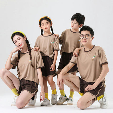 Family Wear Pajamas 2-piece Summer Boys and Girls Short-Sleeved Casual Suit Home Clothes