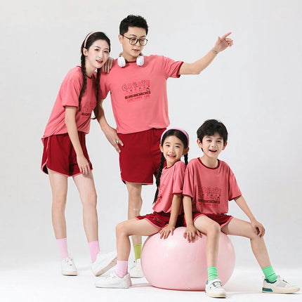 Family Wear Pajamas 2-piece Summer Boys and Girls Short-Sleeved Casual Suit Home Clothes