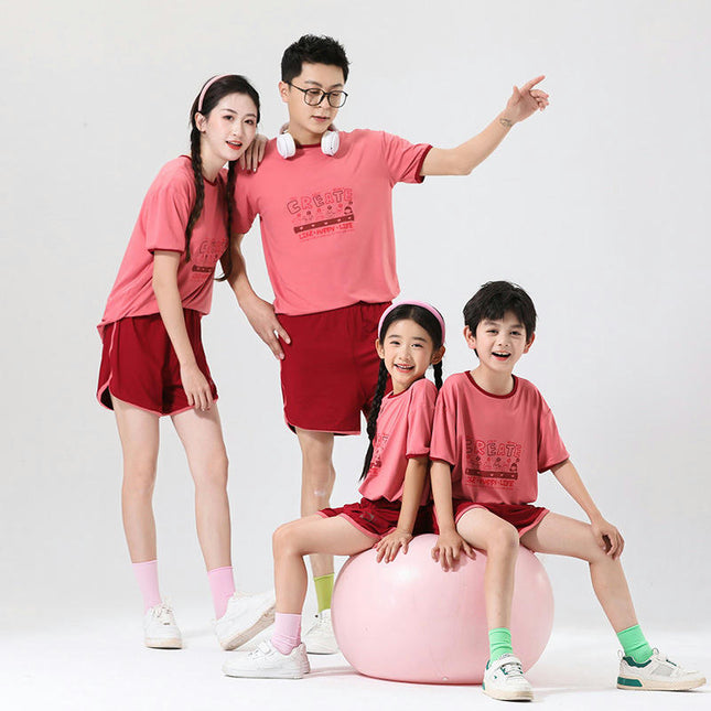 Family Wear Pajamas 2-piece Summer Boys and Girls Short-Sleeved Casual Suit Home Clothes