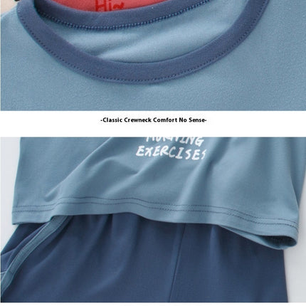 Family Wear Pajamas 2-piece Summer Boys and Girls Short-Sleeved Casual Suit Home Clothes