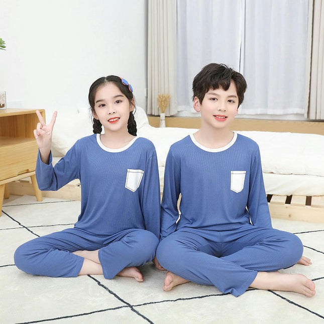 Boys' Pajamas 2-piece Set - Loose House Clothes for Middle and Large Children with Long Sleeves and Pants