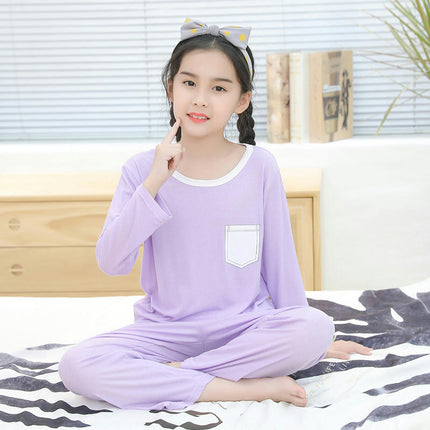 Boys' Pajamas 2-piece Set - Loose House Clothes for Middle and Large Children with Long Sleeves and Pants