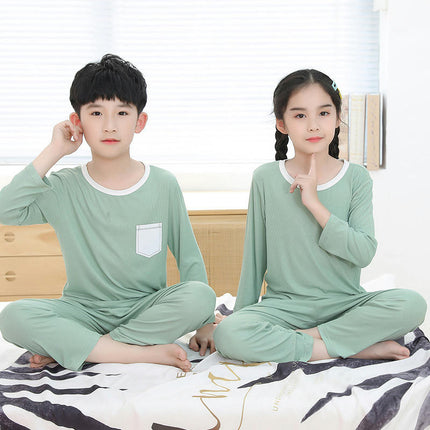 Boys' Pajamas 2-piece Set - Loose House Clothes for Middle and Large Children with Long Sleeves and Pants