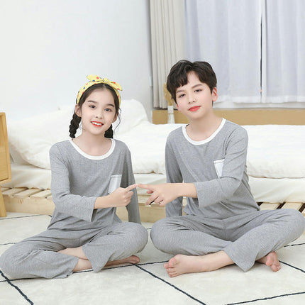 Boys' Pajamas 2-piece Set - Loose House Clothes for Middle and Large Children with Long Sleeves and Pants