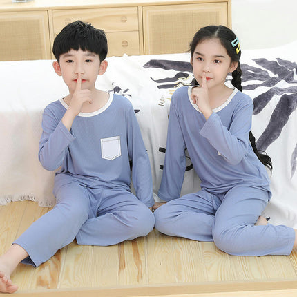 Boys' Pajamas 2-piece Set - Loose House Clothes for Middle and Large Children with Long Sleeves and Pants