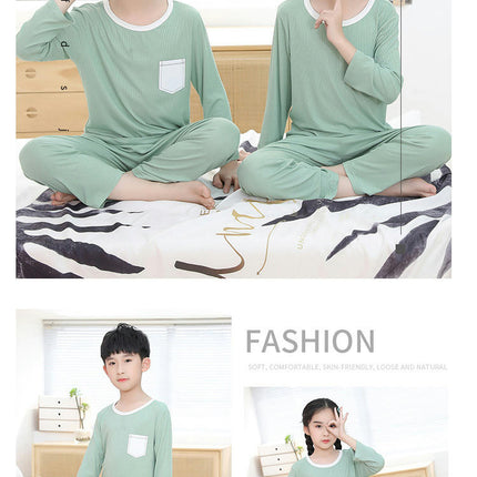 Boys' Pajamas 2-piece Set - Loose House Clothes for Middle and Large Children with Long Sleeves and Pants