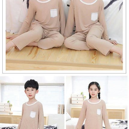 Boys' Pajamas 2-piece Set - Loose House Clothes for Middle and Large Children with Long Sleeves and Pants