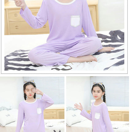 Boys' Pajamas 2-piece Set - Loose House Clothes for Middle and Large Children with Long Sleeves and Pants