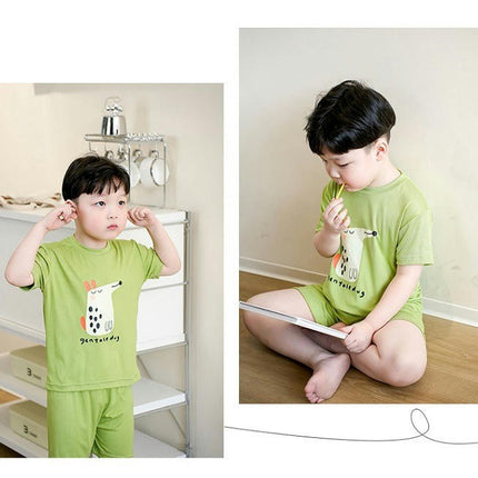 Boys Pajamas Children Summer Short Sleeve Modal Cartoon Girls Home Clothes Set