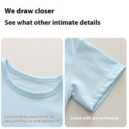 Children's Pajamas Ice Feel Cotton Boy Summer Thin Home Service Girl Short -Sleeved Suit