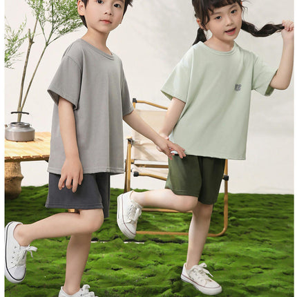 Children's Pajamas Ice Feel Cotton Boy Summer Thin Home Service Girl Short -Sleeved Suit