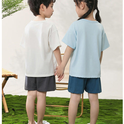 Children's Pajamas Ice Feel Cotton Boy Summer Thin Home Service Girl Short -Sleeved Suit