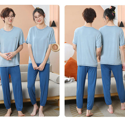 Children's Summer Pajamas Short Sleeve Set-Middle and Large Children's Home Clothes Cropped Pants