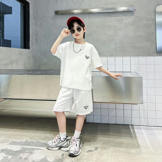 Boys' Casual Loose Outfit - Summer Short Sleeve T-shirt and Shorts 2-Piece Set