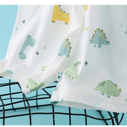 Unisex Cartoon Cotton Sleeveless Boys Girls T-Shirt and Shorts Comfortable Clothing Set