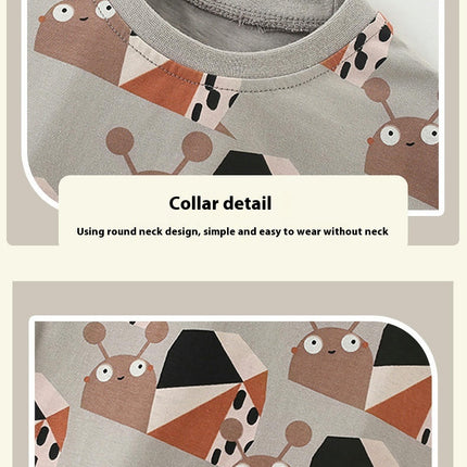 Summer Round Neck Short-Sleeved Suit for Middle and Large Boys-Casual Shorts and Home Clothes