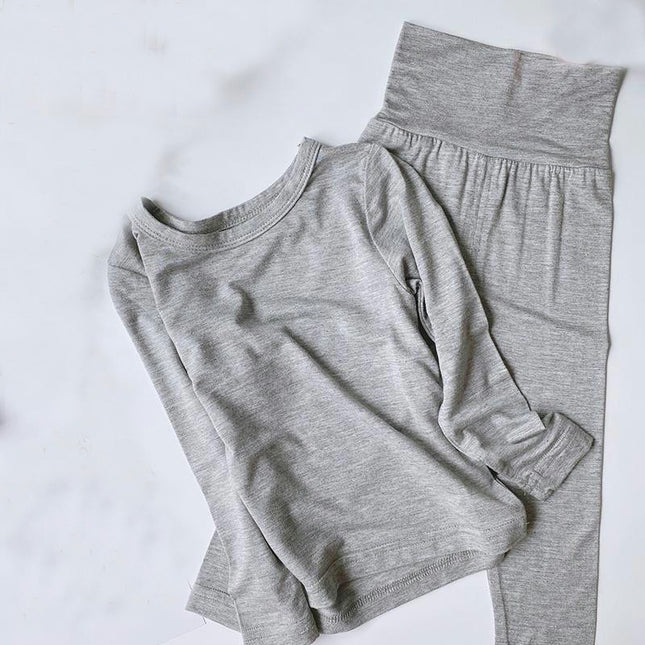 Children's Modal Long Sleeve Pajamas-Spring and Autumn High Waist Home Clothes Boys and Girls Baby Set
