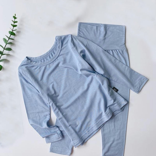 Children's Modal Long Sleeve Pajamas-Spring and Autumn High Waist Home Clothes Boys and Girls Baby Set