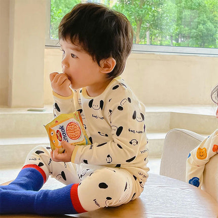 Children's Boneless Autumn Home Clothes Set - Boys and Girls Pajamas 2-Piece Set