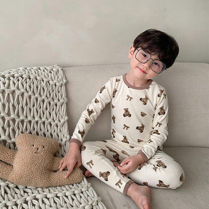 Children's Boneless Autumn Home Clothes Set - Boys and Girls Pajamas 2-Piece Set