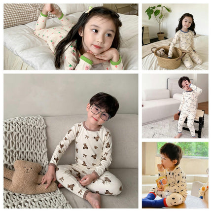 Children's Boneless Autumn Home Clothes Set - Boys and Girls Pajamas 2-Piece Set