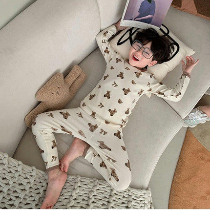 Children's Boneless Autumn Home Clothes Set - Boys and Girls Pajamas 2-Piece Set