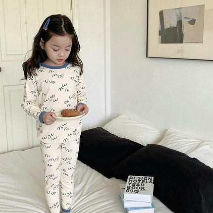 Children's Boneless Autumn Home Clothes Set - Boys and Girls Pajamas 2-Piece Set